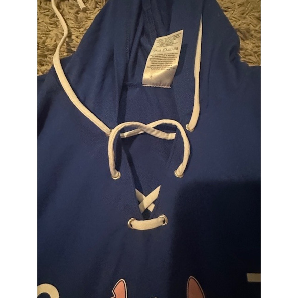 Disney Stitch Hooded Long Sleeve Tee Juniors 7/9 Blue Lilo & Stitch - Picture 4 of 6